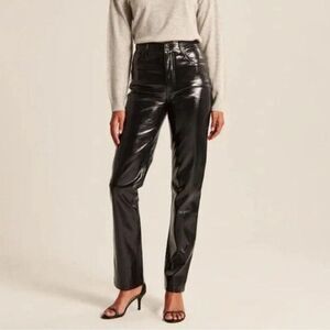 NWT Abercrombie and Fitch 90’s straight ultra high rise faux leather 26 Long